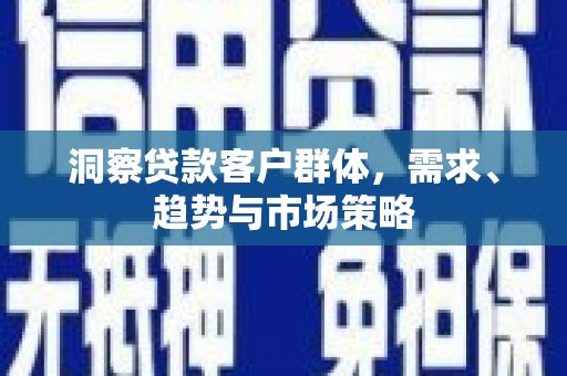 宁武洞察贷款客户群体，需求、趋势与市场策略