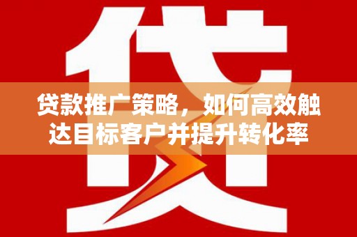 宁武贷款推广策略，如何高效触达目标客户并提升转化率