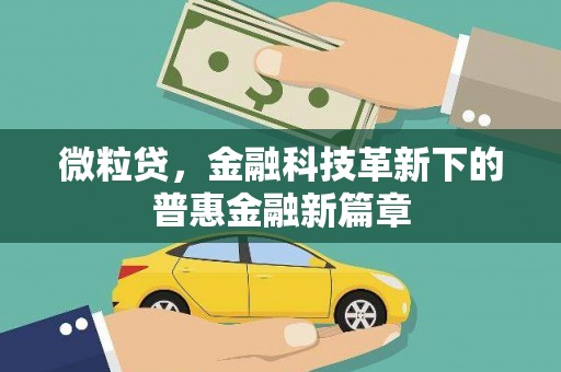 宁武微粒贷，金融科技革新下的普惠金融新篇章